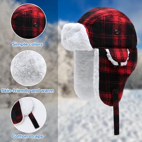 Toddler Kids Trapper Hat Boys Girls Winter Hat with Ear Flaps 1-8T | Snow Hat, Bomber Hat, Waterproof, Warm Plush Lining, Thick Cotton Padding, Ideal for Skiing & Winter Outdoor Activities in Saudi Arabia