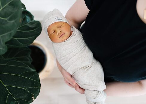 Copper Pearl Baby Beanie Hat Top Knot Stretchy Soft Oat in Kuwait