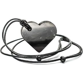Wallystone Gems Shungite - قلادة على شكل قلب - لأحبائك - تنشيط وإعادة توازن شاكرا القلب والحنجرة