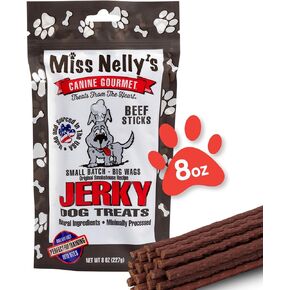 Miss Nelly's- All Natural Beef Jerky Dog Treats Made in USA Only-Beef Jerky Treats for Dogs Original Smoke House Recipe-Minimally Processed Soft Sticks Jerky Dog Treats - 16 oz. Bag.