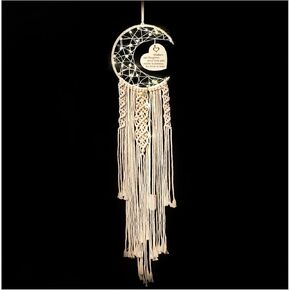 هدايا WIFTREY Moon Dream Catcher للأم، ديكور معلق على الحائط من Macrame باللون البيج مع ضوء ليلي، هدية من ابنة أفضل هدية للأم لعيد ميلاد عيد الأم in Kuwait