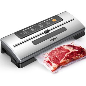 Vacuum Sealer Machine, YIOU Automatic Vacuum Machine 80Kpa for Food Preservation with Built-in Cutter w/Starter Kit|Led Indicator Lights|Easy to Clean|Dry & Moist Food Modes Silver in Kuwait
