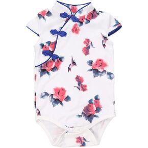 FANCYKIDS Baby Girls Newborn Infant Cheongsam Chinese New Years Outfit Romper Top Clothes Qipao Bodysuit in Kuwait
