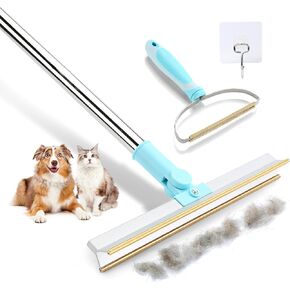 مجرفة سجاد لازالة شعر الحيوانات الاليفة بمقبض طويل قابل للتعديل مع حافة معدنية مبتكرة، مكنسة شعر القطط والكلاب، مزيل فرو ووبر قابل لاعادة الاستخدام للسجاد والبساط والاريكة والاثاث in Kuwait