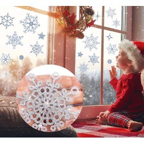 148 قطعة من ملصقات الحائط اللامعة ندفات الثلج ملصقات النافذة ملصقات الحائط الشتوية ملصقات المجمدة الفضية ديكور المنزل لوازم حفلات الكريسماس in Kuwait