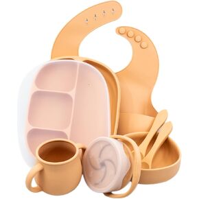 Baby Feeding Set in Apricot Color Complete BLW Supply Essentials (7 Piece Set)