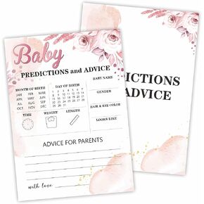 Baby Shower Game, Predictions and Advice Cards, Boho Blush Pink Floral Baby Gender Reveal Party Supplies, Gender Neutral Baby Shower Decorations, 30 in Pack(5"x7")-(BABYYX-029) in Kuwait