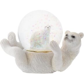 Elanze Designs White Polar Bear Mommy and Cub Magical Whimsical Tabletop Dresser Nightstand Figurine Miniature 45MM Sturdy Polyresin Glitter Water Snow Globe Decoration in Saudi Arabia