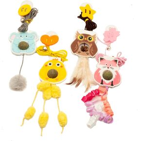 Fashion's Talk Cat Toy Interactive Hanging Door Cat Teaser Kitten Toys 80" 4-Pack Cats Toys Feather Toys with Catnip Ball Animal Exercise, Mental Physical Stimulation in Kuwait