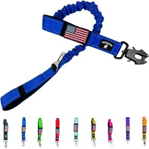 Heavy Duty Bungee Dog Leash - Shock Absorbing, Seat Belt Clip, Quick Release Frog Clasp, Double Padded Handles, for Large and Medium Dogs, Durable for Training, Walking, Car Safety, Outdoor Adventure