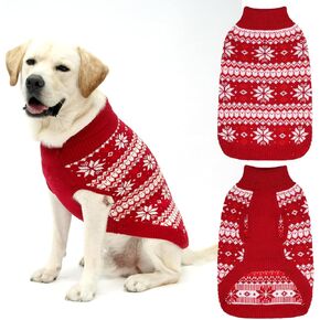 KOOLTAIL Dog Sweater, Knit Turtleneck Cold Weather Extra Fleece Dog Sweaters for Small Medium Large Dogs, Soft Pullover Knitwear with Fur Collar Lapel, Dog Fall Winter Warm Clothes Girls Boys Pink XL