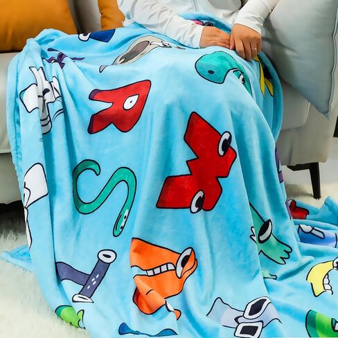 ABC Blanket Alphabet Lore Throw Blanket White Soft Cute Animals Cartoon Blanket Gifts ABC Blanket for Kids Boys Girls (Animals, 50"x60") in Saudi Arabia