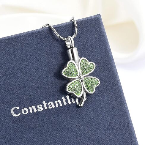 Constantlife مجوهرات حرق الجثث التذكارية قلادة الجرة للرماد محظوظ أربع أوراق البرسيم تصميم الفولاذ المقاوم للصدأ قلادة تذكار in Kuwait
