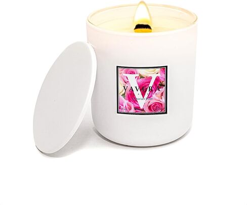 Fraser Fir Wood Wick Candles That Crackle, 14 ounce Matte White Jar, Our Signature Fragrance Smells Like Real Pine Scent! Vegan, Soy, Non Toxic. Hand-Crafted in USA. in Saudi Arabia