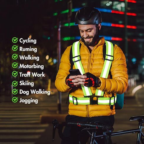 ONEVER Running Vest Reflective Vest for Walking at Night, High Visibility Night Running Gear Rechargeable Adjustable Running Lights for Walking Running Cycling, Adjustable for Men Women Kids in Kuwait