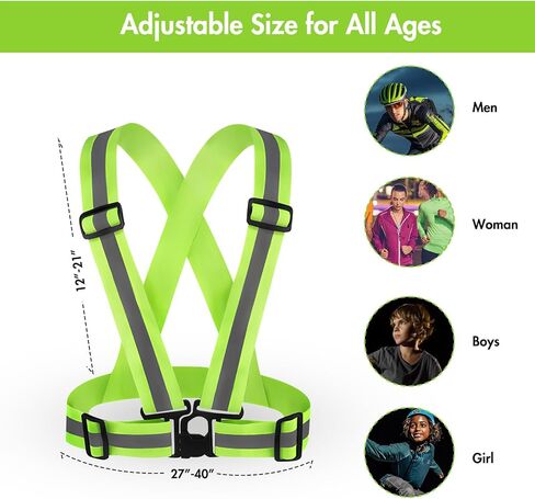 ONEVER Running Vest Reflective Vest for Walking at Night, High Visibility Night Running Gear Rechargeable Adjustable Running Lights for Walking Running Cycling, Adjustable for Men Women Kids in Kuwait