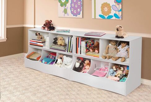 Badger Basket Multi-Bin Storage Cubby for Kids - Toy Organizer with 3 Cubbies, 2 Open Shelves, Display Top for Playroom or Bedroom - Storage Unit for Toys, Books & More - White in Saudi Arabia