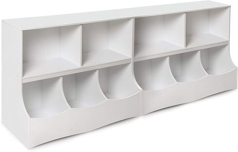 Badger Basket Multi-Bin Storage Cubby for Kids - Toy Organizer with 3 Cubbies, 2 Open Shelves, Display Top for Playroom or Bedroom - Storage Unit for Toys, Books & More - White in Saudi Arabia