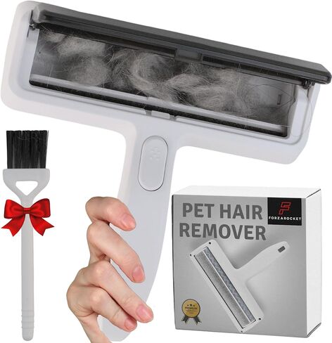 FORZAROCKET Reusable Pet Hair Remover with Cleaning Brush - Ideal for Couch, Furniture, Clothes and Car - Portable, Self-Cleaning Fur Removal Tool for Cats & Dogs (White) in Kuwait