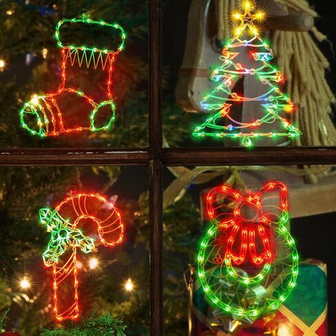 TWINGLEHOME 2 Pack 50L Christmas Window Silhouette Lights Decorations,Including: Snowman x1 Deer x1 in Saudi Arabia