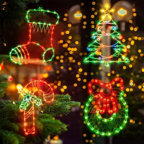 TWINGLEHOME 2 Pack 50L Christmas Window Silhouette Lights Decorations,Including: Snowman x1 Deer x1 in Saudi Arabia