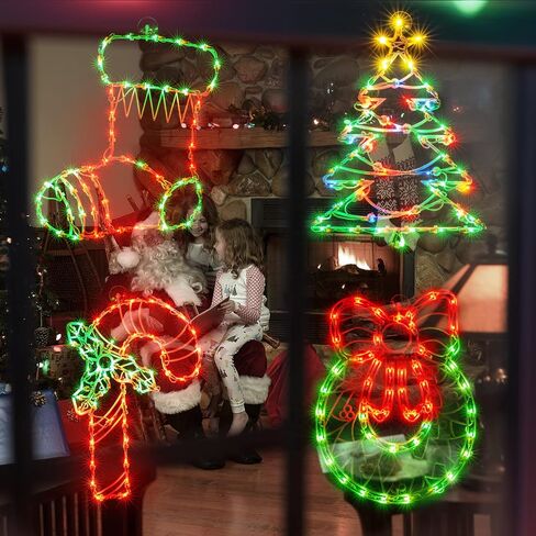 TWINGLEHOME 2 Pack 50L Christmas Window Silhouette Lights Decorations,Including: Snowman x1 Deer x1 in Saudi Arabia