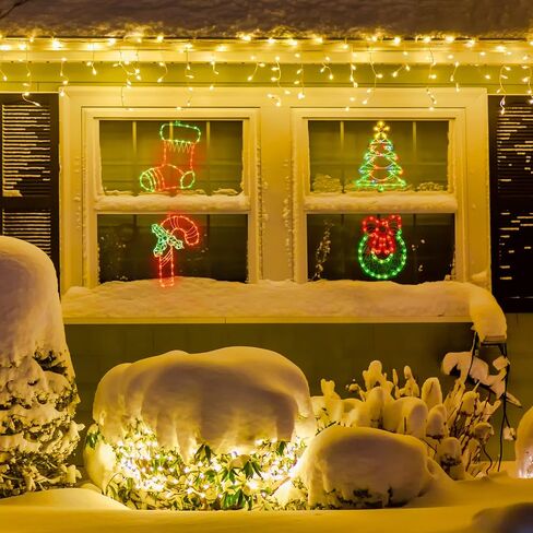 TWINGLEHOME 2 Pack 50L Christmas Window Silhouette Lights Decorations,Including: Snowman x1 Deer x1 in Saudi Arabia