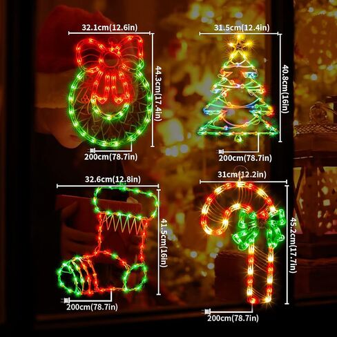 TWINGLEHOME 2 Pack 50L Christmas Window Silhouette Lights Decorations,Including: Snowman x1 Deer x1 in Saudi Arabia