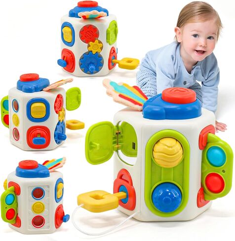 iKrto 18 Month Montessori Toy - Sensory Toys for Toddlers 1-3, Busy Cube for Toddlers Travel Toys Montessori Sensory Toys Baby Toys 12-18 Months Baby First Birthday Gift for Boys Girls in Kuwait