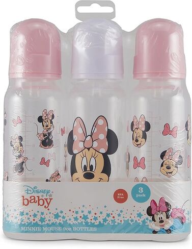 Baby Bottles 9 oz for Boys and Girls| 3 Pack of Disney "Mickey Mouse Pose" Infant Bottles for Newborns and All Babies | BPA-Free Plastic Baby Bottle for Baby Shower in Saudi Arabia