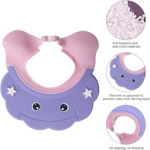 2 PCS Kids Shower Shampoo Caps Adjustable Silicone Visor Shield Hat Prevent Water Into Eyes Ears Bathing Hat Toddler Rinser Hat Bath Shower Protector Soft Cute Visor Cap Waterproof Shampoo Bath Cap in Saudi Arabia