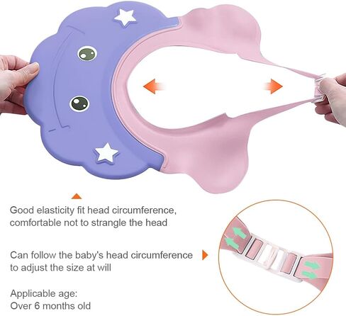 2 PCS Kids Shower Shampoo Caps Adjustable Silicone Visor Shield Hat Prevent Water Into Eyes Ears Bathing Hat Toddler Rinser Hat Bath Shower Protector Soft Cute Visor Cap Waterproof Shampoo Bath Cap in Saudi Arabia