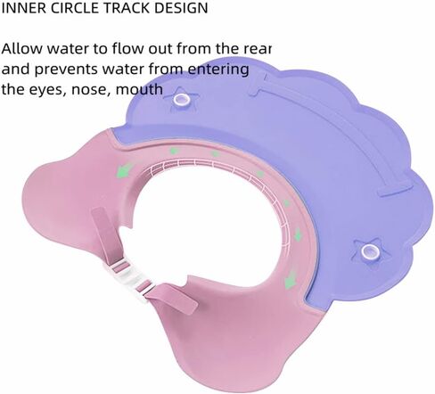 2 PCS Kids Shower Shampoo Caps Adjustable Silicone Visor Shield Hat Prevent Water Into Eyes Ears Bathing Hat Toddler Rinser Hat Bath Shower Protector Soft Cute Visor Cap Waterproof Shampoo Bath Cap in Saudi Arabia