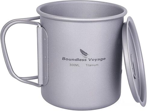 Boundless Voyage Titanium Cup with Lid Outdoor Camping Ultralight Water Tea Coffee Mug 200ML/300ML/450ML (200ml (6.7fl oz)) in Kuwait