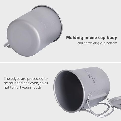 Boundless Voyage Titanium Cup with Lid Outdoor Camping Ultralight Water Tea Coffee Mug 200ML/300ML/450ML (200ml (6.7fl oz)) in Kuwait
