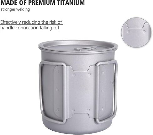 Boundless Voyage Titanium Cup with Lid Outdoor Camping Ultralight Water Tea Coffee Mug 200ML/300ML/450ML (200ml (6.7fl oz)) in Kuwait