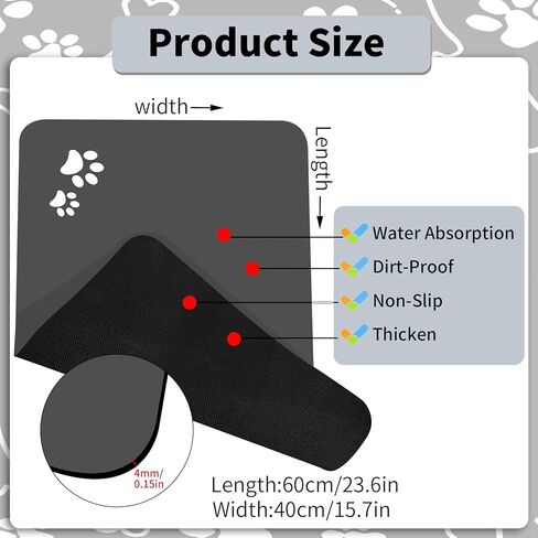 Pet Feeding Mat, 24 x 16 inch Absorbent Quick Dry No Stains Dog Food Mat Rubber Backing Dog Water Dispenser Mat Dog Bowl Mat for Messy Drinkers (Dark Grey) in Kuwait