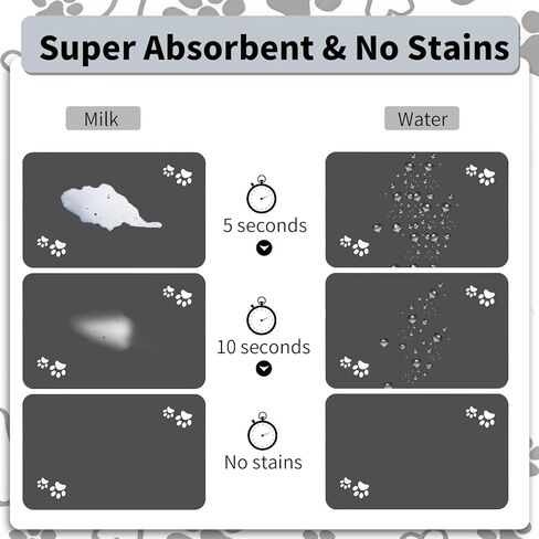 Pet Feeding Mat, 24 x 16 inch Absorbent Quick Dry No Stains Dog Food Mat Rubber Backing Dog Water Dispenser Mat Dog Bowl Mat for Messy Drinkers (Dark Grey) in Kuwait