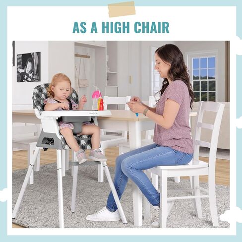 Dream On Me Curio Sit N Seek 3 in 1 Convertible Baby High Chair in Lime, Removable and Adjustable Tray, Portable High Chair, Adjustable Legs, Detachable Footrest, PU Fabric & 5 Point Safety Harness in Saudi Arabia
