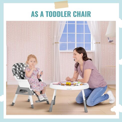 Dream On Me Curio Sit N Seek 3 in 1 Convertible Baby High Chair in Lime, Removable and Adjustable Tray, Portable High Chair, Adjustable Legs, Detachable Footrest, PU Fabric & 5 Point Safety Harness in Saudi Arabia