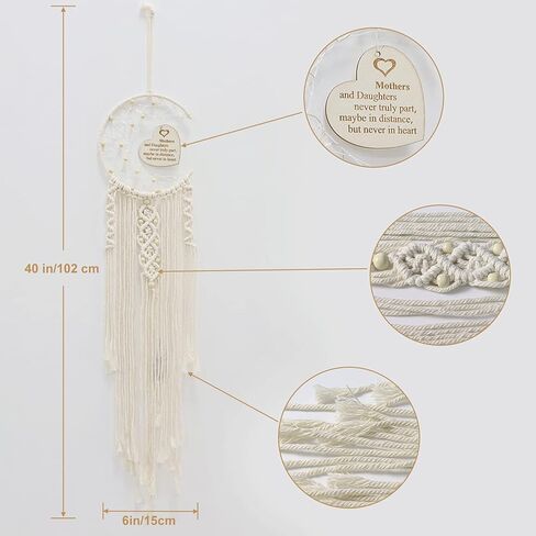 هدايا WIFTREY Moon Dream Catcher للأم، ديكور معلق على الحائط من Macrame باللون البيج مع ضوء ليلي، هدية من ابنة أفضل هدية للأم لعيد ميلاد عيد الأم in Kuwait