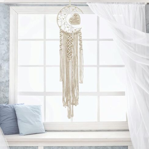 هدايا WIFTREY Moon Dream Catcher للأم، ديكور معلق على الحائط من Macrame باللون البيج مع ضوء ليلي، هدية من ابنة أفضل هدية للأم لعيد ميلاد عيد الأم in Kuwait