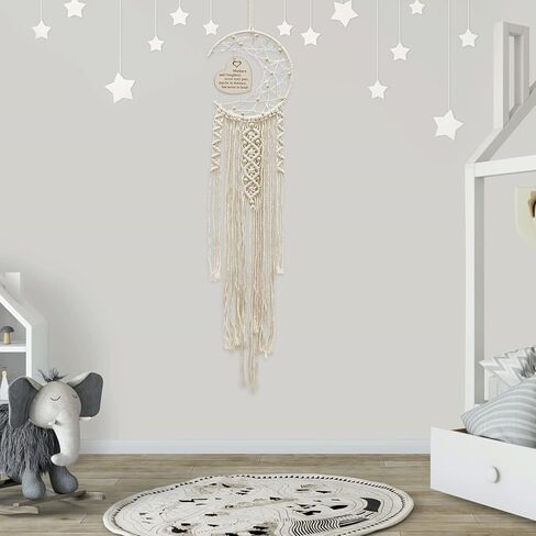 هدايا WIFTREY Moon Dream Catcher للأم، ديكور معلق على الحائط من Macrame باللون البيج مع ضوء ليلي، هدية من ابنة أفضل هدية للأم لعيد ميلاد عيد الأم in Kuwait