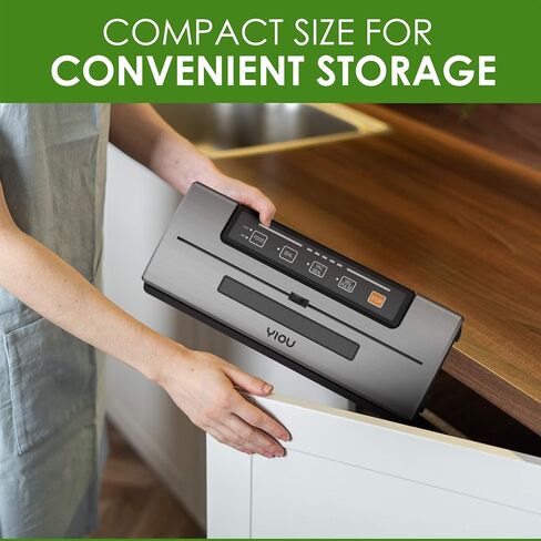 Vacuum Sealer Machine, YIOU Automatic Vacuum Machine 80Kpa for Food Preservation with Built-in Cutter w/Starter Kit|Led Indicator Lights|Easy to Clean|Dry & Moist Food Modes Silver in Kuwait