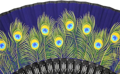 OMyTea Hand Held Folding Fan for Women Peacock Chinese Japanese Oriental Asian Style - for Wedding, Dancing, Church, Party, Gifts (Green) in Kuwait