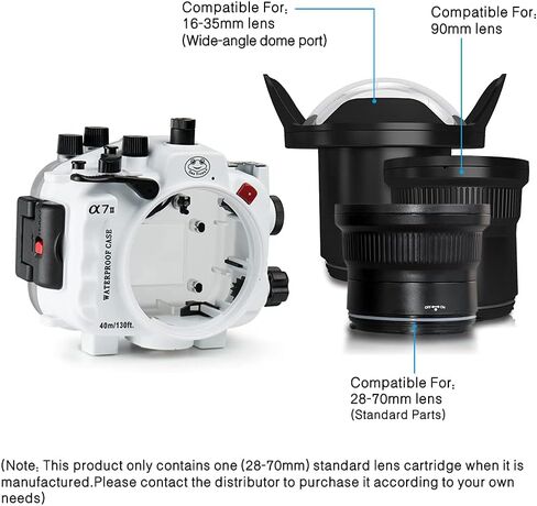 Seafrogs Waterproof housing for Sony A7II/A7RII/A7SII with 28-70mm f3.5-5.6 OSS Lens,Camera Housing Diving to 40M/130FT,Inbuilt Leak Detection Sensor (White) in Saudi Arabia
