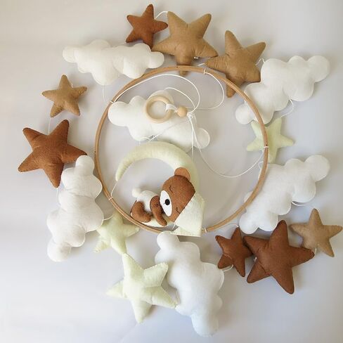 سرير أطفال محايد مع سرير أطفال محمول على شكل دب نائم لسرير الأطفال المحمول مصنوع يدويًا لتزيين غرفة الأطفال in Kuwait