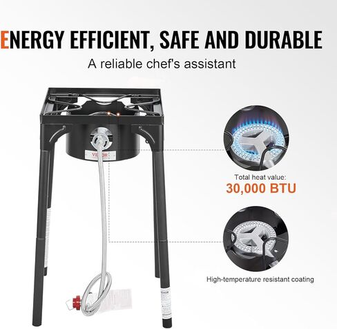 موقد تخييم خارجي بشعلة واحدة من VEVOR، موقد طبخ معياري للتخييم، طباخ غاز من الصلب الكربوني شديد التحمل مع حامل أرجل قابل للفصل ومنظم PSI، للشواء المنزلي في الفناء RV الطبخ in Kuwait