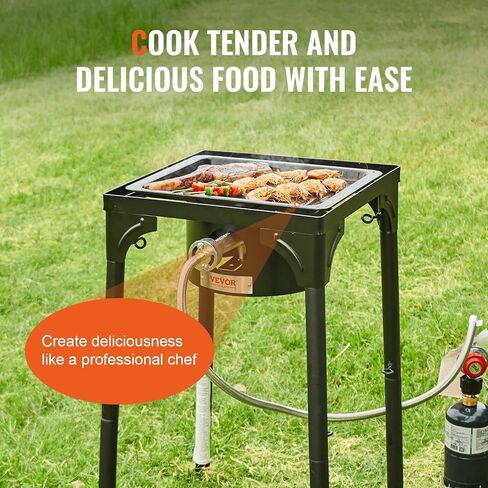 موقد تخييم خارجي بشعلة واحدة من VEVOR، موقد طبخ معياري للتخييم، طباخ غاز من الصلب الكربوني شديد التحمل مع حامل أرجل قابل للفصل ومنظم PSI، للشواء المنزلي في الفناء RV الطبخ in Kuwait