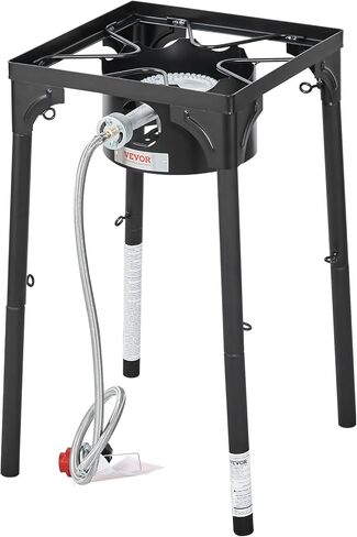 موقد تخييم خارجي بشعلة واحدة من VEVOR، موقد طبخ معياري للتخييم، طباخ غاز من الصلب الكربوني شديد التحمل مع حامل أرجل قابل للفصل ومنظم PSI، للشواء المنزلي في الفناء RV الطبخ in Kuwait